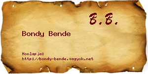 Bondy Bende névjegykártya